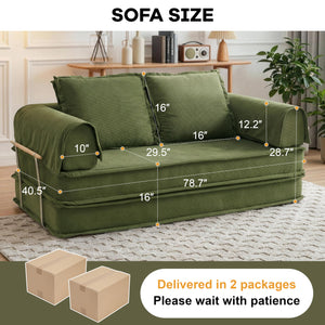 4-in-1 Convertible Modular Floor Sofa Bed — Corduroy Sectional Couch