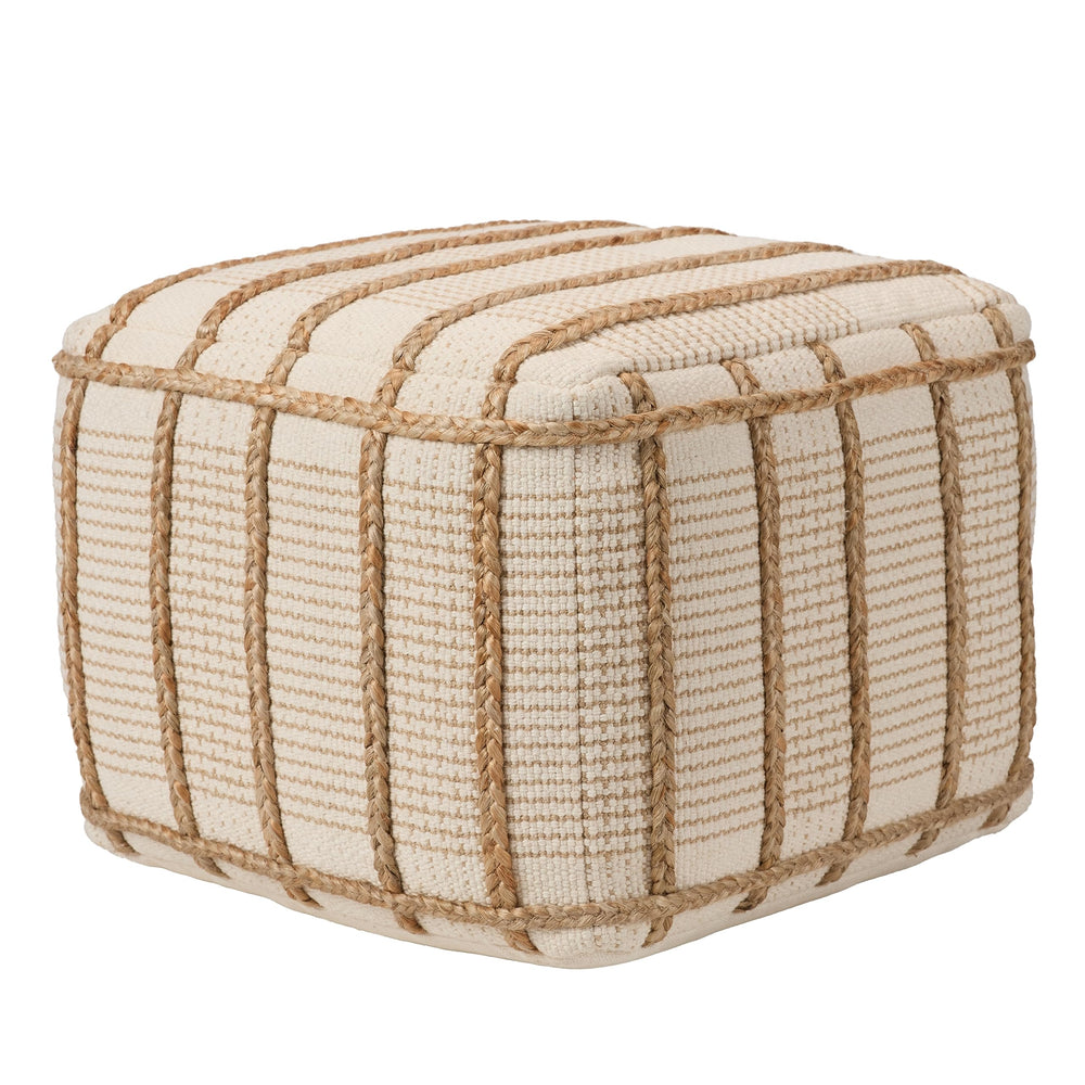 Cotton Jute Cylinder Pouf Ottoman