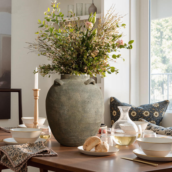 Rustic Terracotta Ceramic Vase – Round Brown Clay Floor Vase