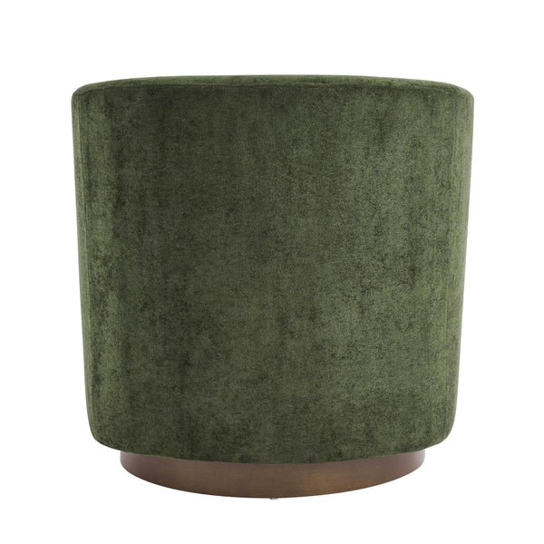 Velvet Swivel Barrel Accent Chair with Wood Frame