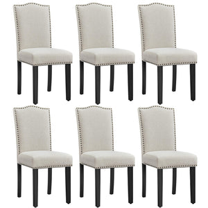 Fabric Dining Chairs with Solid Wood Legs