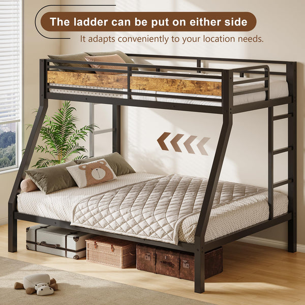 Twin Over Full Metal Bunk Bed with Safety Guardrail & Ladder