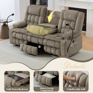 3-Seater Manual Recliner Sofa with Hidden Storage
