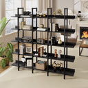 5-Shelf Industrial Open Bookcase with Metal Frame