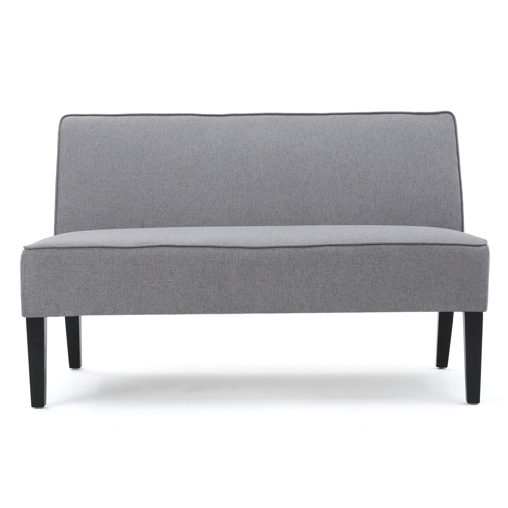 Modern Fabric Loveseat – Grey & Matte Black