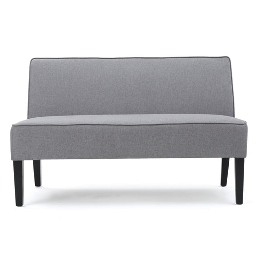 Modern Fabric Loveseat – Grey & Matte Black