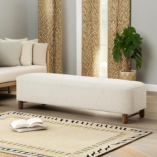 Boucle Rectangular Ottoman Bench