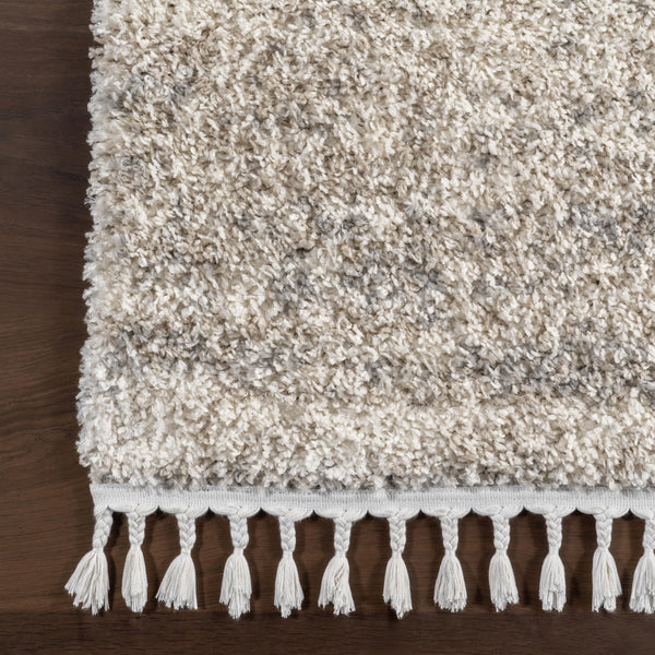 Ivory Shag Tasseled Area Rug 9x12