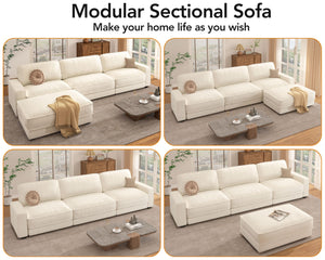 120" Modular Sectional Sofa with Ottoman