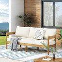 Outdoor 3-Seater Acacia Wood Sofa with Water-Resistant Cushions