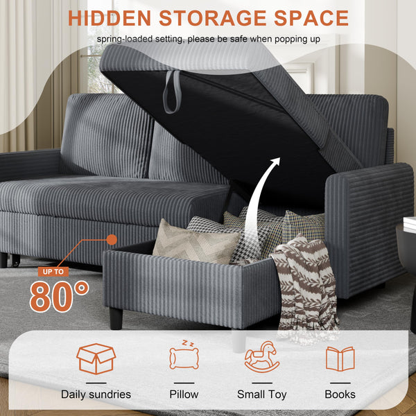 L-Shaped Sleeper Sofa with Storage Chaise