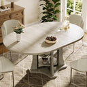 Expandable Round to Oval Dining Table with 2-Tier Storage Shelves