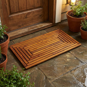 Solid Teak Wood Shower Spa Bath Mat – Indoor Outdoor Floor Mat