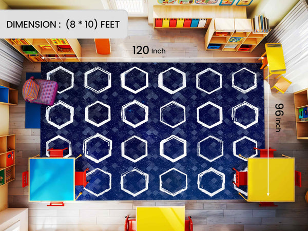 Large Classroom Rug for Kids — Blue, Multi-Size