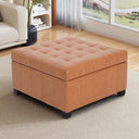 Square PU Storage Ottoman with Flip Top Lid