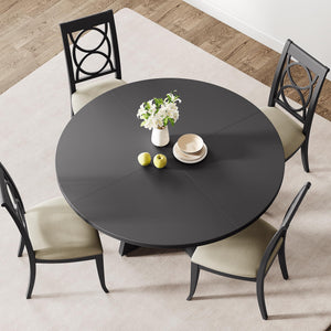 47-Inch Round Dining Table for 4 to 6 – Farmhouse MDF Top & Solid Wood Legs