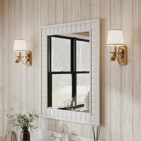 Rectangular Wood Framed Wall Mirror 37"x28"