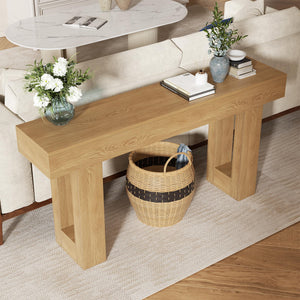 63-Inch Farmhouse Console Table – Entryway Sofa Table with Lower Shelf