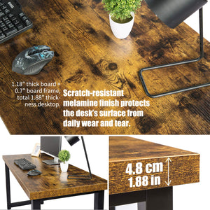59-Inch Large Office Desk with Metal Frame and Thick Desktop