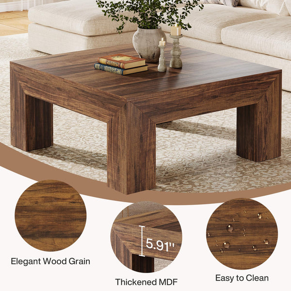 39.4-Inch Square Farmhouse Coffee Table