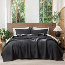 Washed Cotton Stripe Stitch Quilt Set with Pillow Shams