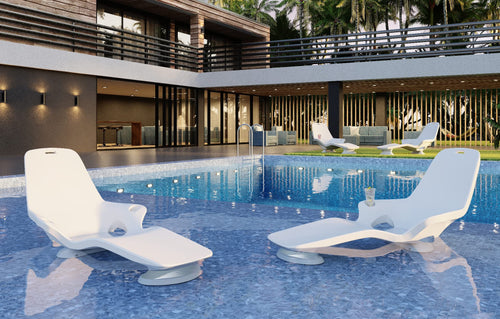 In-Pool Lounge Chairs for Sun Shelf Set of 2 with Adjustable Risers