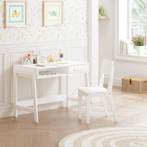 Kids Desk and Chair Set with Storage – Wooden Study Table for Children