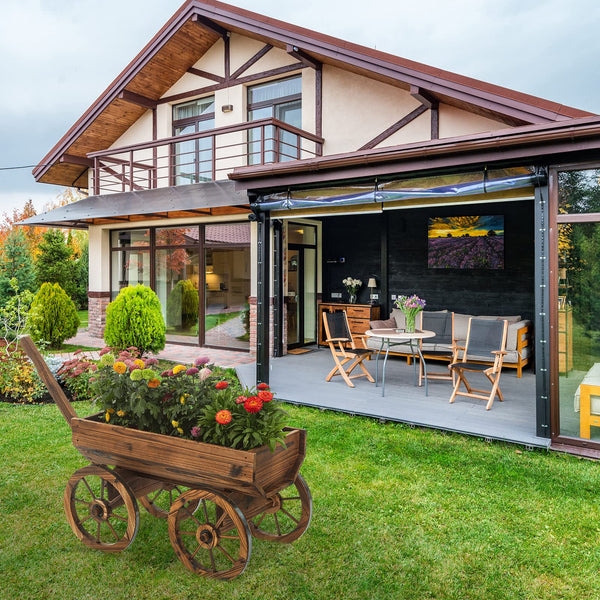 Rustic Wooden Wagon Planter