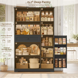 68" Tall Kitchen Pantry Storage Cabinet with Doors & Shelves