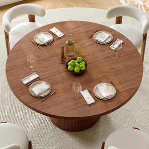 47-Inch Round Dining Table with Wood Strip Base