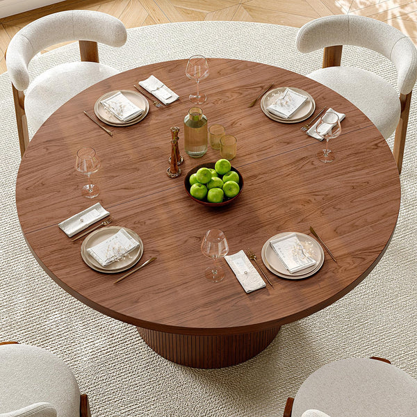 47-Inch Round Dining Table with Wood Strip Base