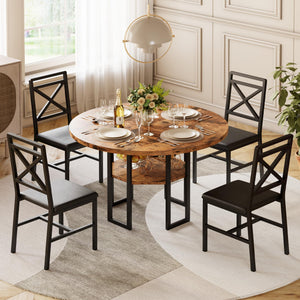 5-Piece Round Dining Table Set with 4 Chairs, 47-Inch
