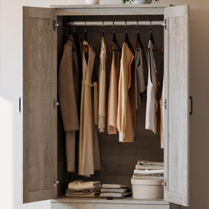 Freestanding Wardrobe Closet with 2 Doors and 2 Drawers – 70" H x 28" W