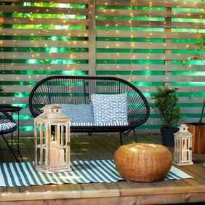Rustic Wooden Decorative Lanterns Set of 2 – Indoor Outdoor Candle Lanterns