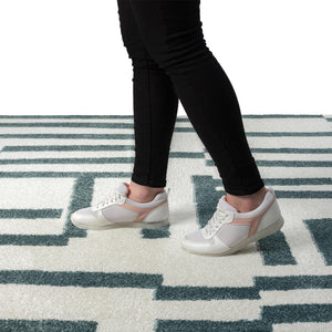 Modern Lines Area Rug – Cream & Green Geometric Design