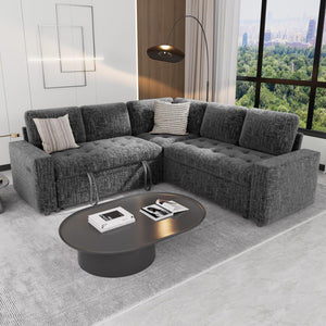 L-Shaped Modular Sectional Sleeper Sofa with Pull-Out Bed