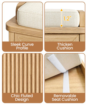 Fluted Shoe Storage Bench with Cushion