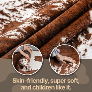Semicircular Faux Cowhide Rug – Non-Slip Polyester Western Area Rug