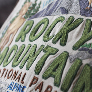 Rocky Mountain National Park Hand Embroidered Throw Pillow