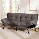 Convertible Futon Sofa Bed – Light Grey Linen