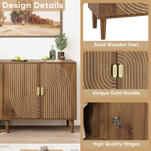 Walnut & Oak Sideboard Cabinet with Adjustable Shelf