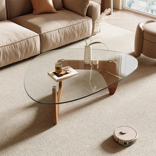 Triangle Glass Top Coffee Table
