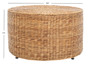 Round Wicker Coffee Table with Iron Legs