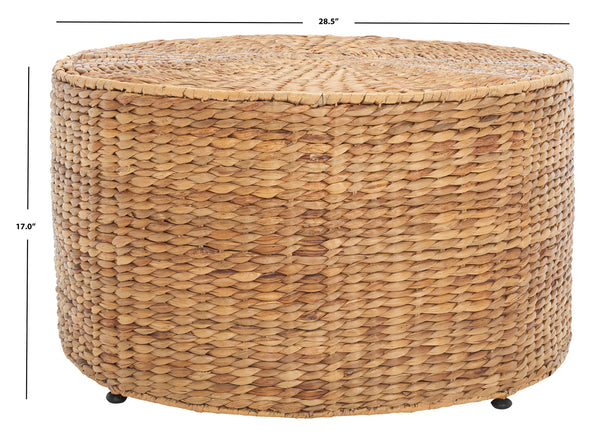 Round Wicker Coffee Table with Iron Legs