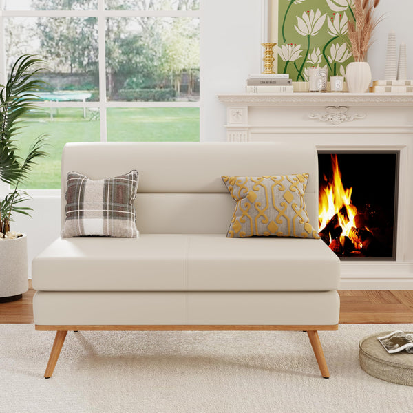 Small Faux Leather Loveseat Sofa – Tufted Armless Mini Couch