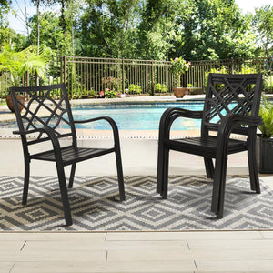 Stackable Metal Patio Dining Chair with Armrest