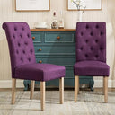 Tufted Parsons Dining Chair Set of 2 – Upholstered High-Back Wood Frame