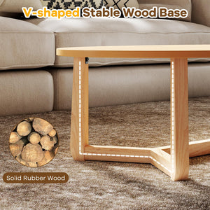 Oval Coffee Table – Low Profile Wood Accent Table