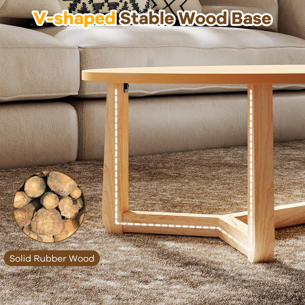 Oval Coffee Table – Low Profile Wood Accent Table