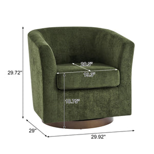 Velvet Swivel Barrel Accent Chair with Wood Frame